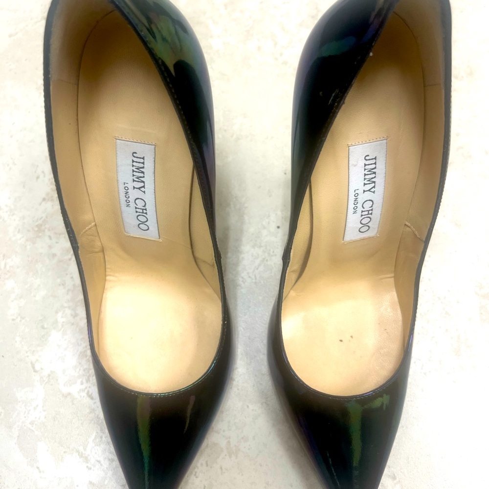 Jimmy Choo patent hologen iridescence pump
